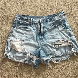 American Eagle Outfitters Blue Distressed Jean Shorts